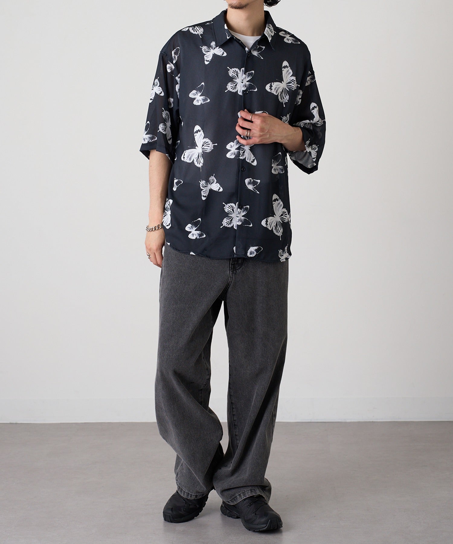 マガジンデモードコンタクト MAGASIN DE MODE CONTACT H/S 総柄シャツ （ブラック系その他2） ブラック系その他2