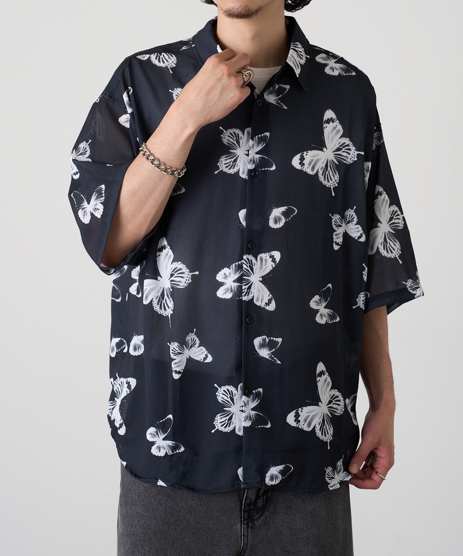 マガジンデモードコンタクト MAGASIN DE MODE CONTACT H/S 総柄シャツ （ブラック系その他2） ブラック系その他2