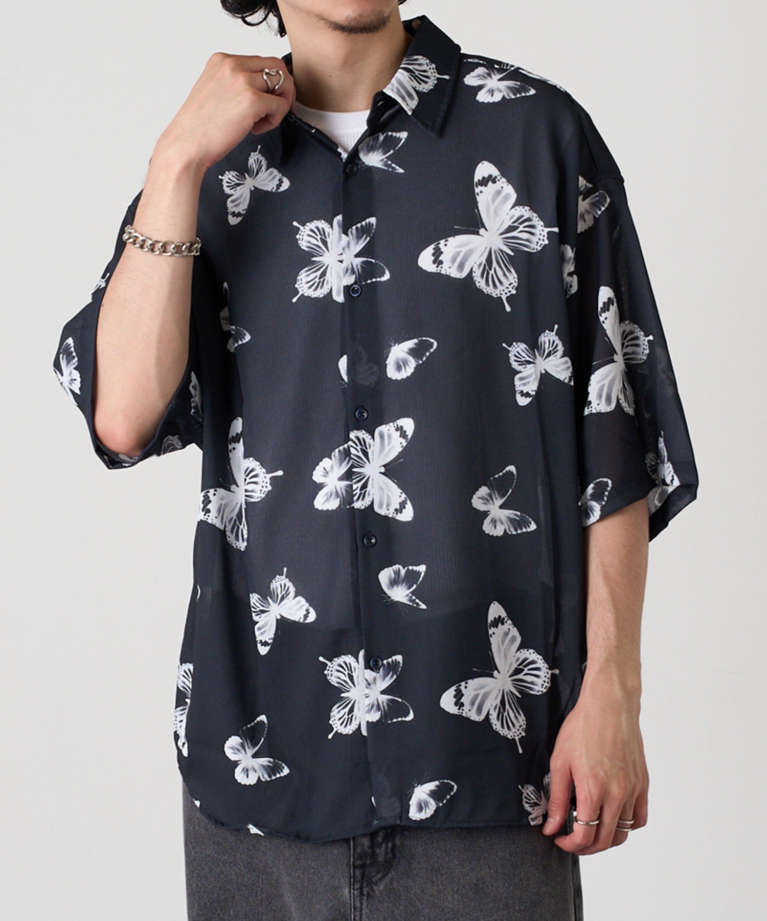 マガジンデモードコンタクト MAGASIN DE MODE CONTACT H/S 総柄シャツ （ブラック系その他2） ブラック系その他2