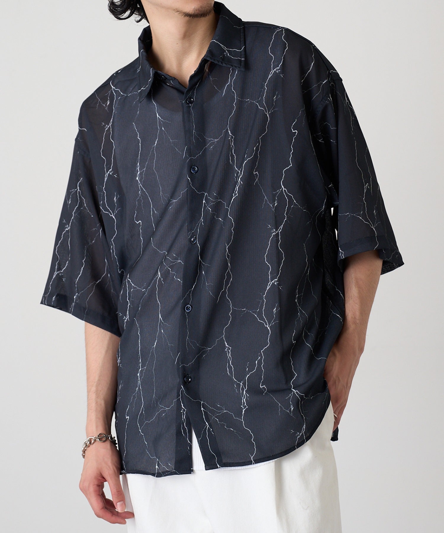 マガジンデモードコンタクト MAGASIN DE MODE CONTACT H/S 総柄シャツ （ブラック系その他3） ブラック系その他3