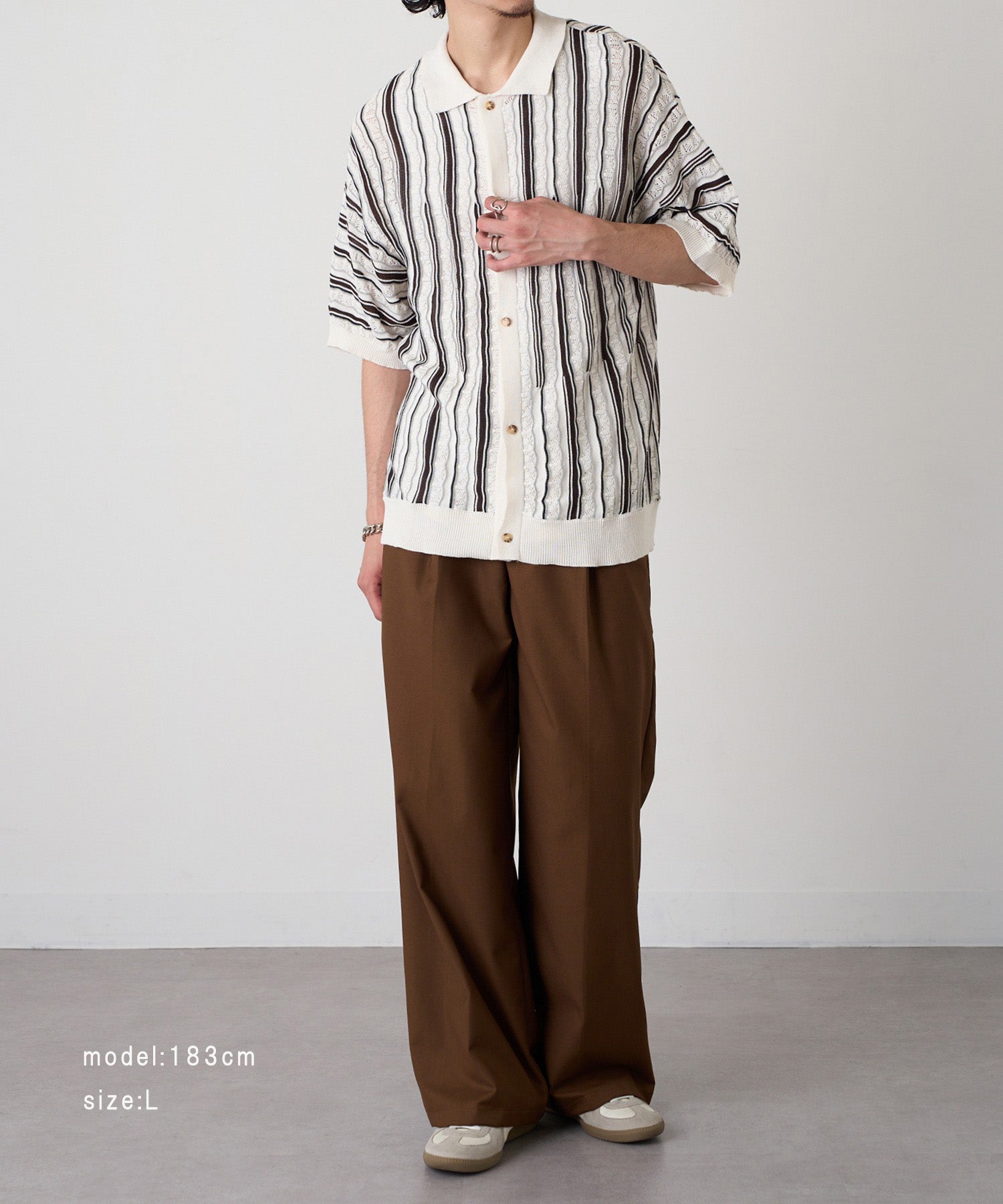 マガジンデモードコンタクト MAGASIN DE MODE CONTACT ジャガードニットシャツ （オフホワイト） オフホワイト