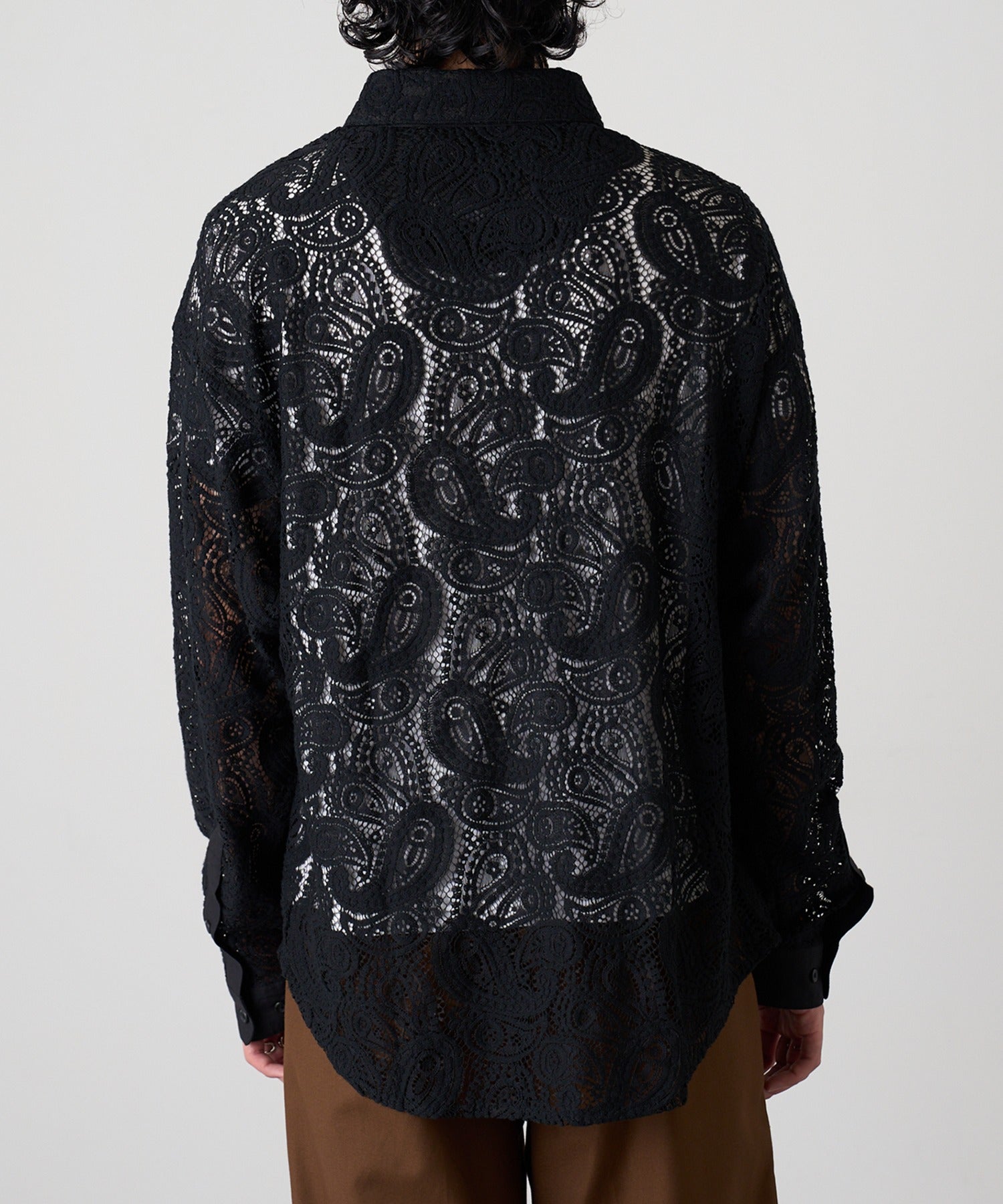 マガジンデモードコンタクト MAGASIN DE MODE CONTACT L/S レースシアーシャツ （ブラック系1） ブラック系1