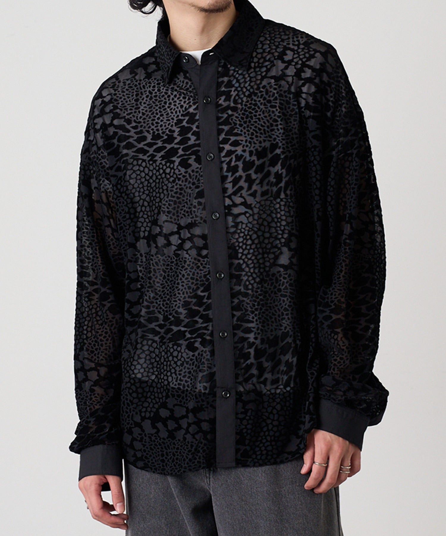 マガジンデモードコンタクト MAGASIN DE MODE CONTACT L/S レースシアーシャツ （レオパード） レオパード