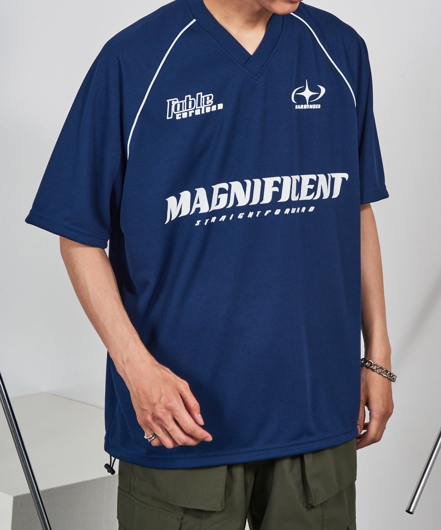マガジンデモードコンタクト MAGASIN DE MODE CONTACT サッカーデザイン半袖Tシャツ （ネイビー系2） ネイビー系2