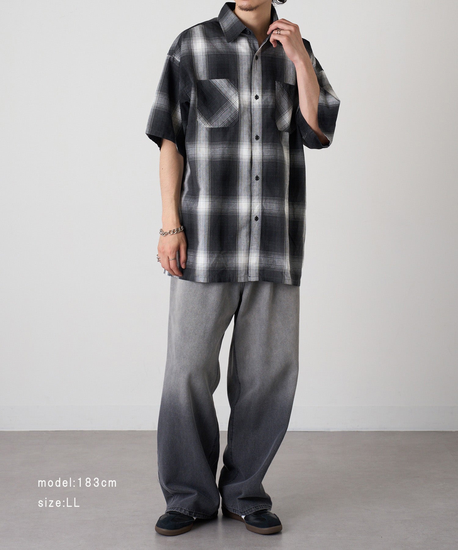 マガジンデモードコンタクト MAGASIN DE MODE CONTACT リサイクル糸 オンブレHSシャツ （ホワイト） ホワイト