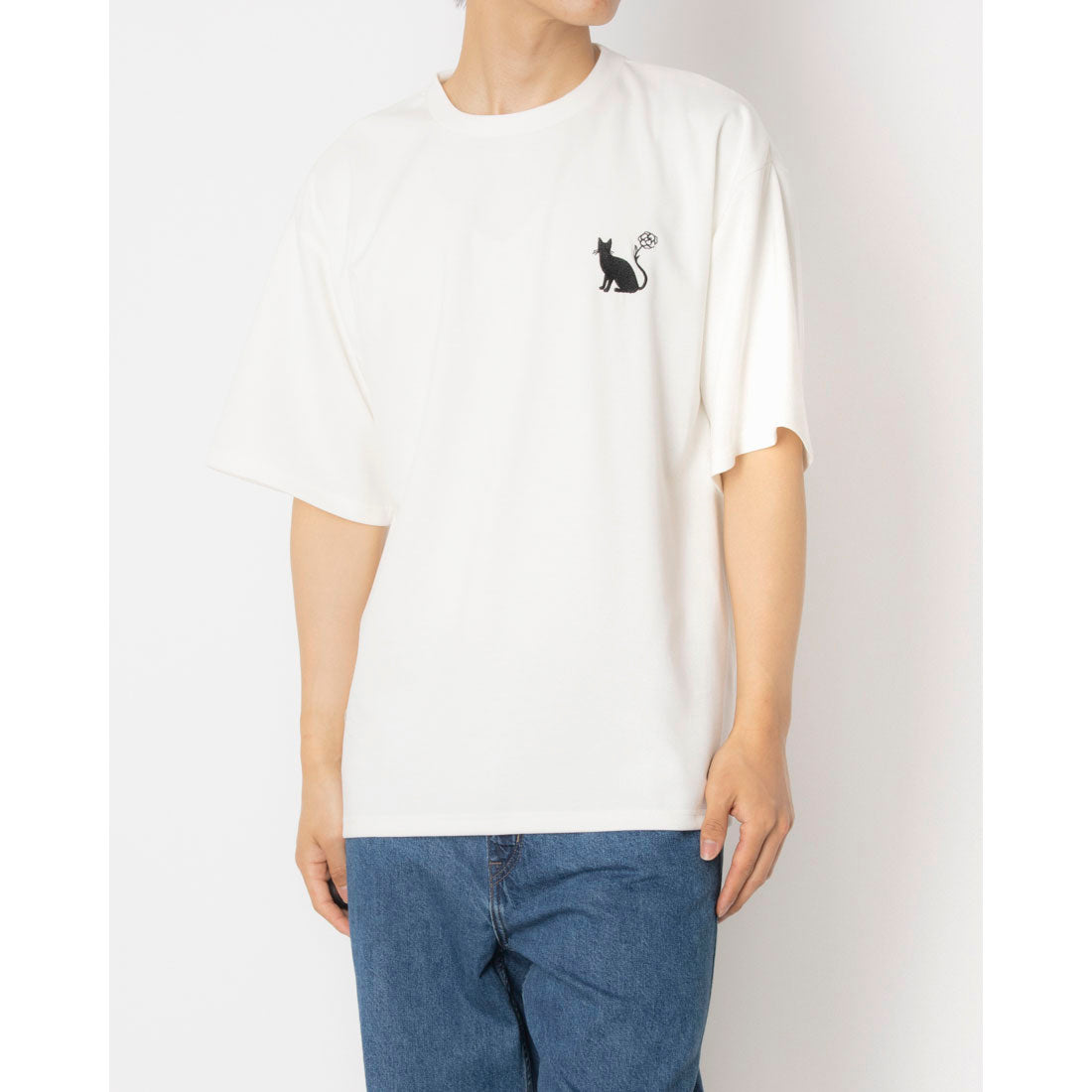 マガジンデモードコンタクト MAGASIN DE MODE CONTACT flower cat 刺繍 ポンチ Tシャツ （オフホワイト） オフホワイト