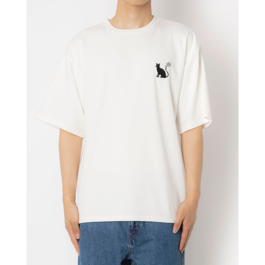 マガジンデモードコンタクト MAGASIN DE MODE CONTACT flower cat 刺繍 ポンチ Tシャツ （オフホワイト） オフホワイト
