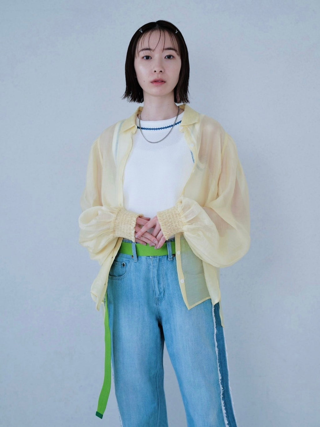 エイチシーエーイー HCAE SHEER BLOUSE （BLUE） エイチシーエーイー HCAE SHEER BLOUSE （BLUE） - ファッション
