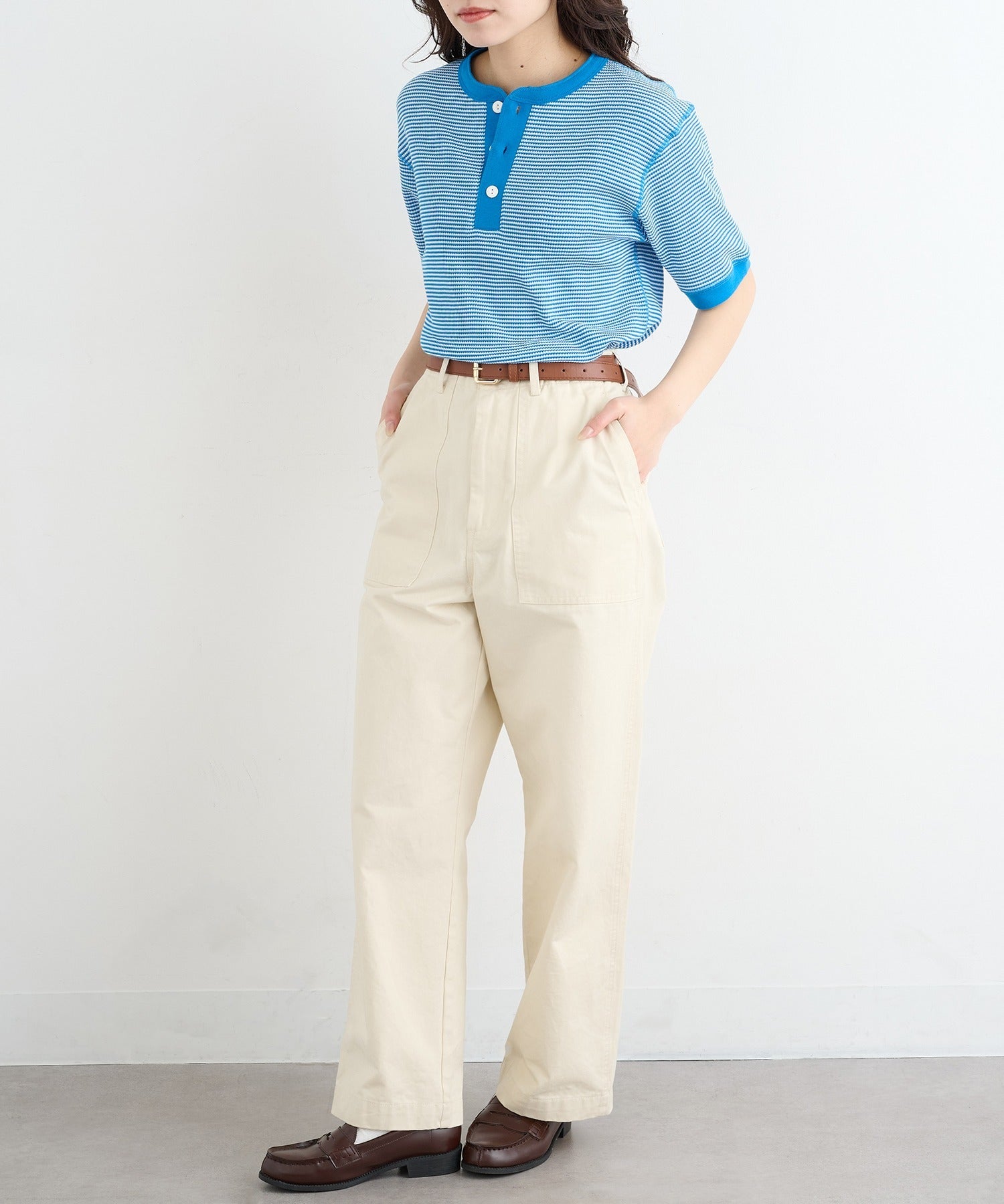 ヘルスニット Healthknit ヘンリーネックワッフル半袖パックTEEシャツ サーマル半袖パックTシャツ 601S （ロイヤルブルー） ロイヤルブルー
