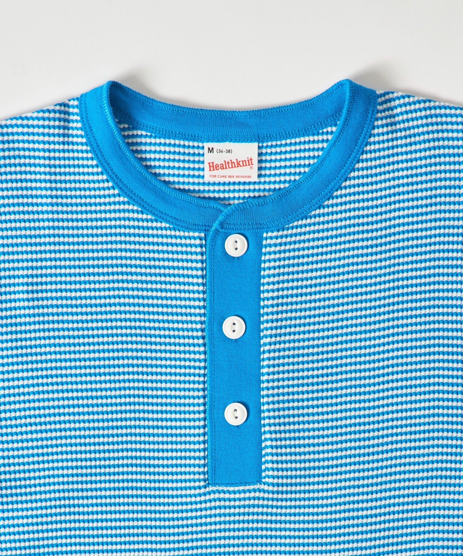 ヘルスニット Healthknit ヘンリーネックワッフル半袖パックTEEシャツ サーマル半袖パックTシャツ 601S （ロイヤルブルー） ロイヤルブルー
