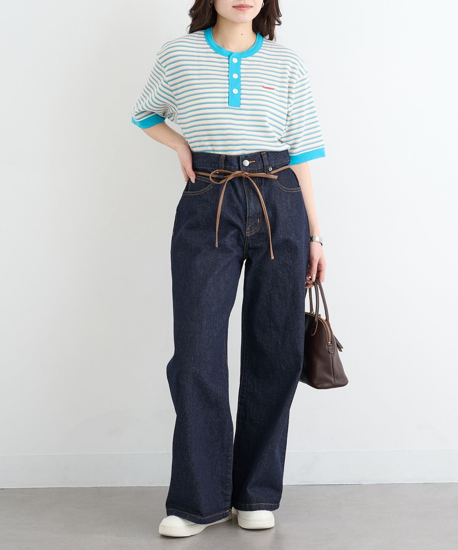 ヘルスニット Healthknit Multi Border Waffle Henleyneck S/S 679S （アイボリー系1） アイボリー系1