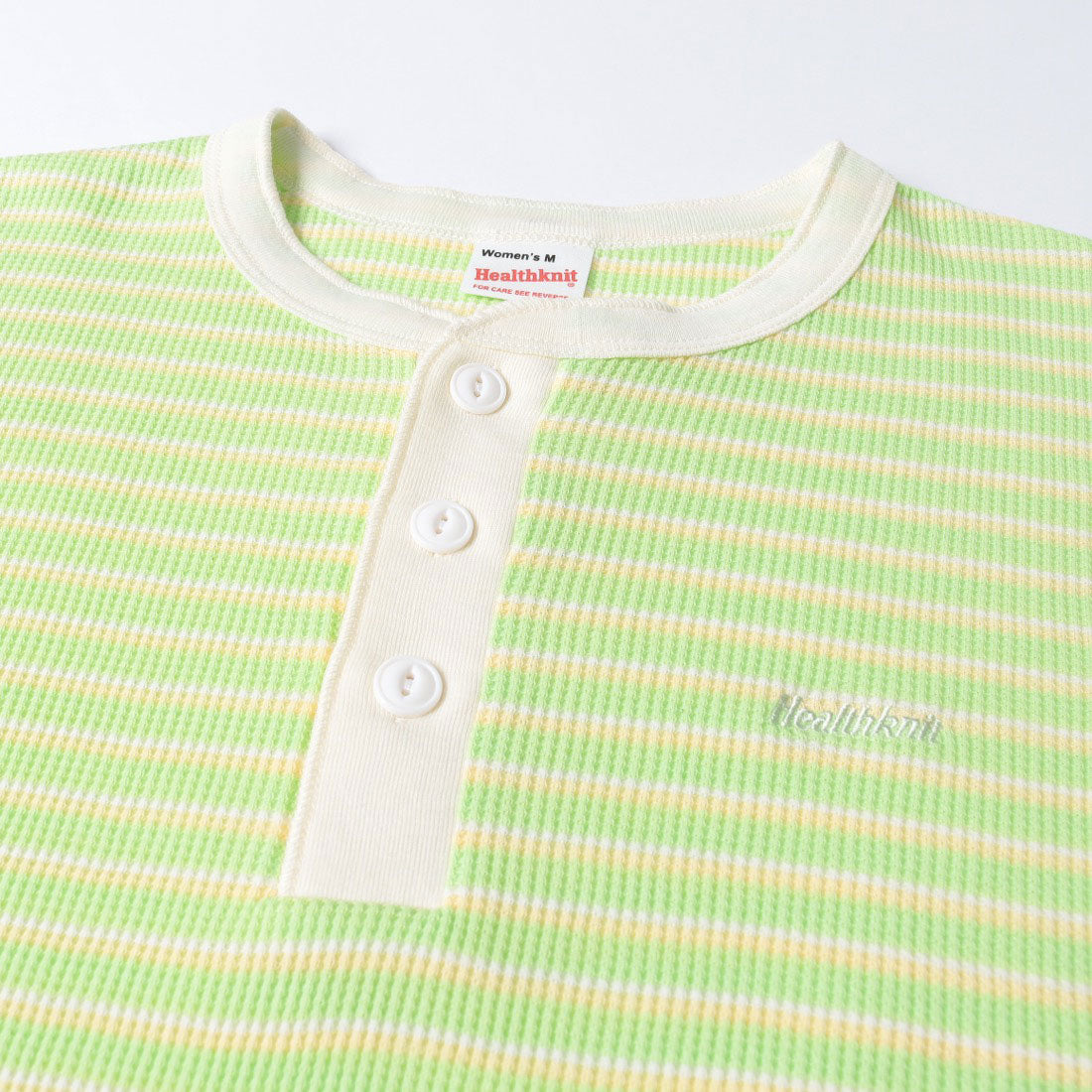 ヘルスニット Healthknit Multi Border Waffle Henleyneck S/S 679S （アイボリー系1） アイボリー系1
