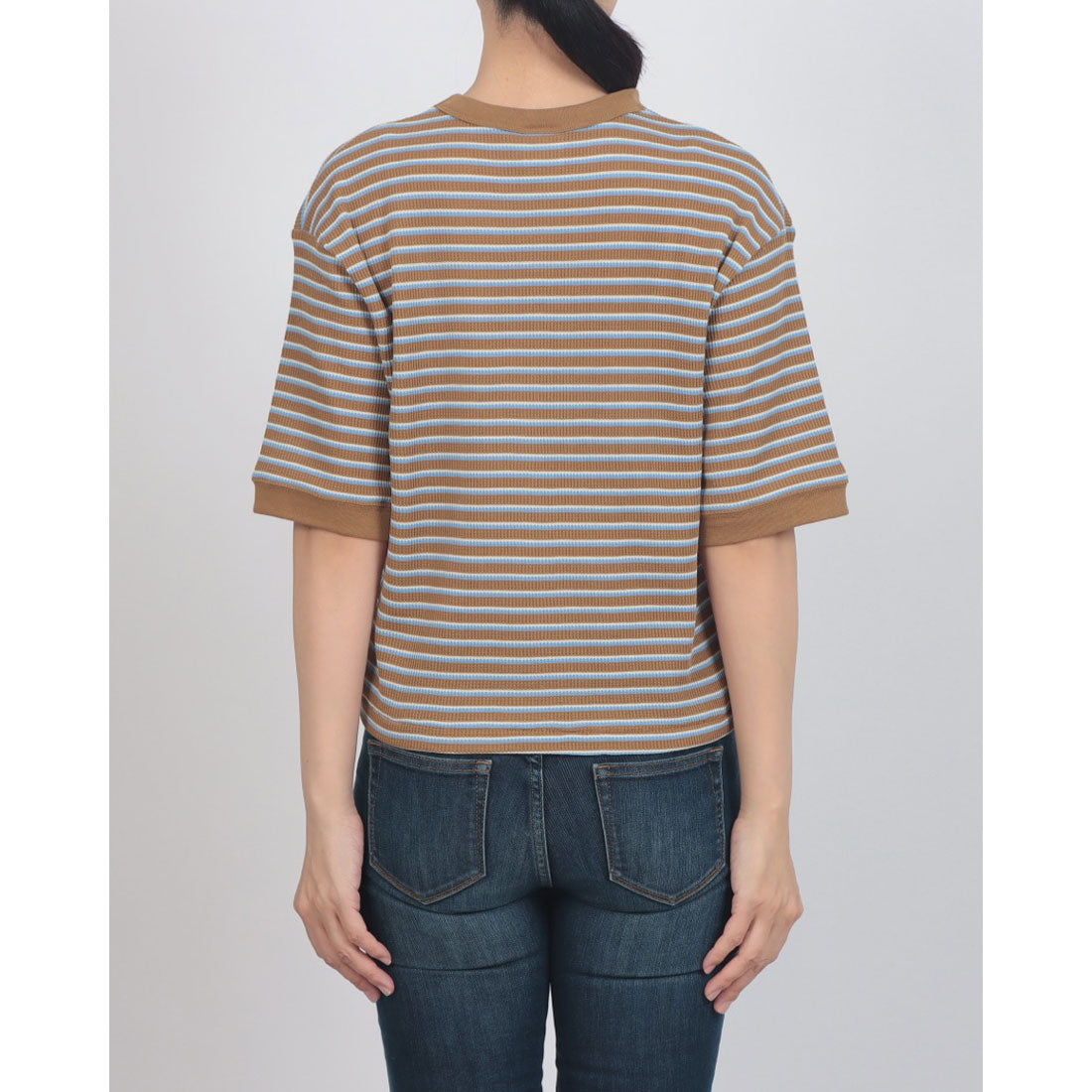 ヘルスニット Healthknit Multi Border Waffle Crewneck S/S 680S （ブラウン系1） ブラウン系1