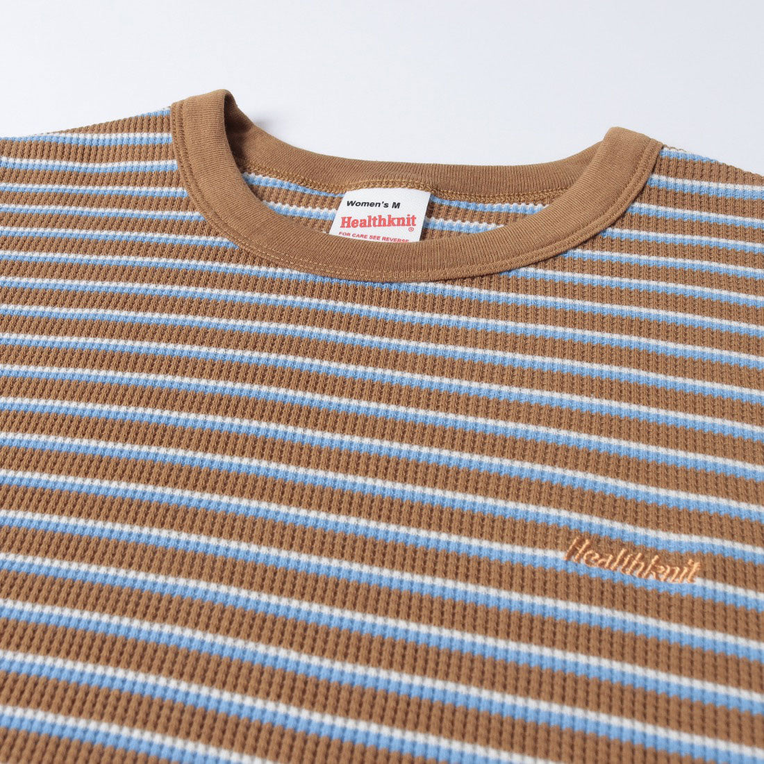 ヘルスニット Healthknit Multi Border Waffle Crewneck S/S 680S （ブラウン系1） ブラウン系1