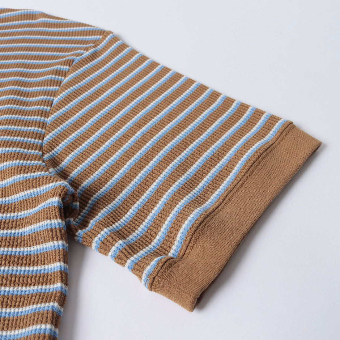 ヘルスニット Healthknit Multi Border Waffle Crewneck S/S 680S （ブラウン系1） ブラウン系1
