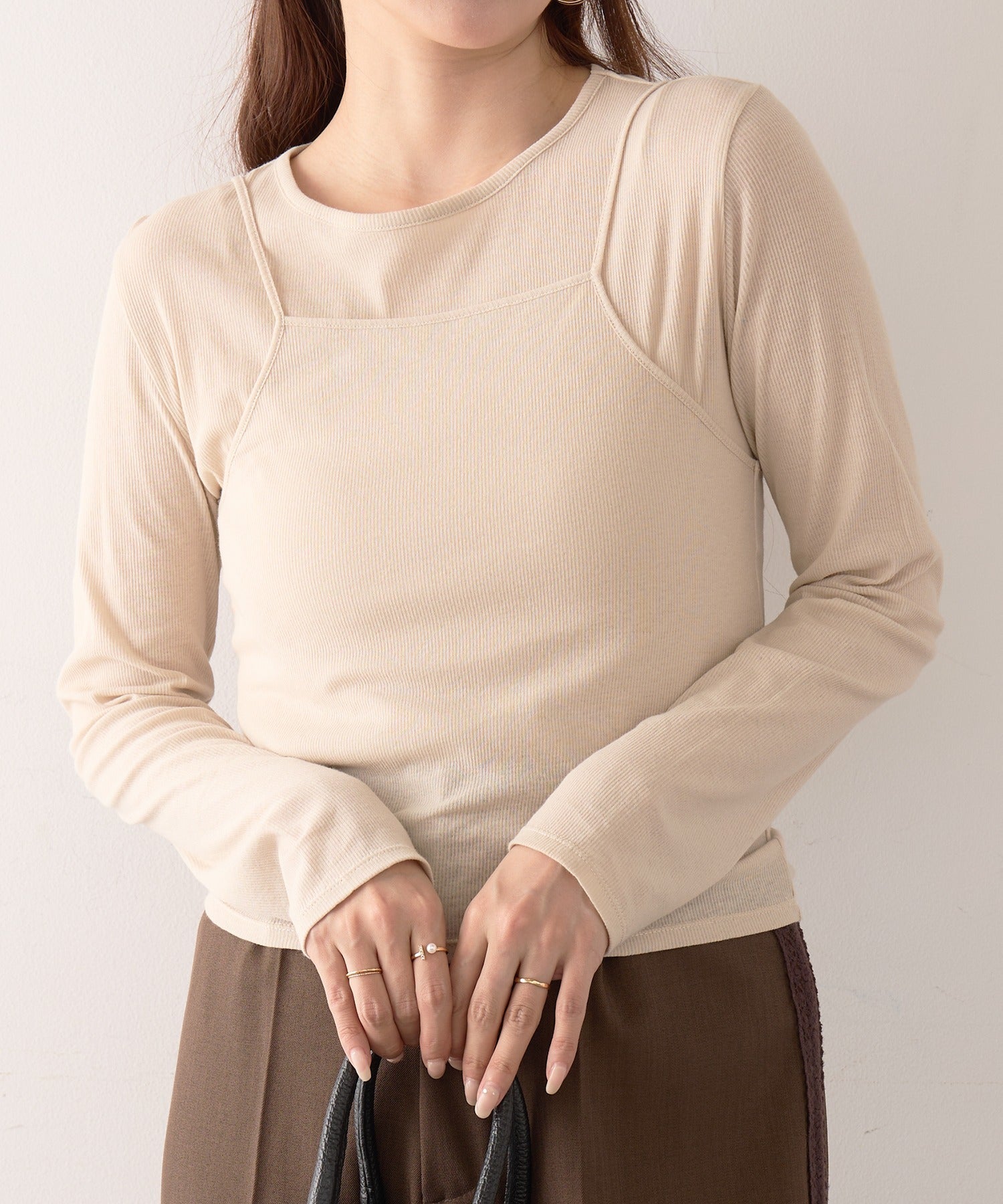 ヘルスニット Healthknit Camisole & L/S Tee Set HR26S-L304 （ライトベージュ） ライトベージュ