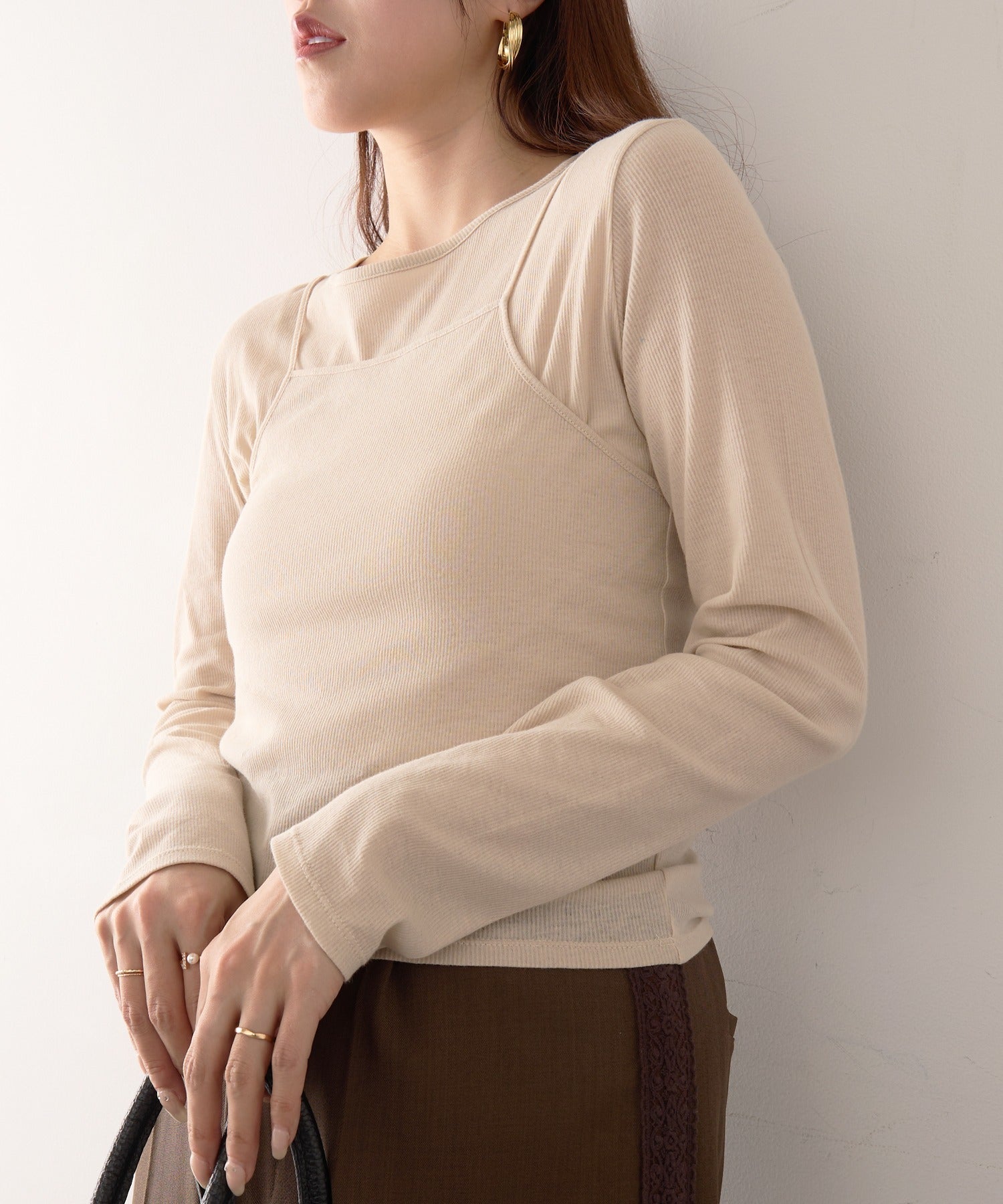 ヘルスニット Healthknit Camisole & L/S Tee Set HR26S-L304 （ライトベージュ） ライトベージュ