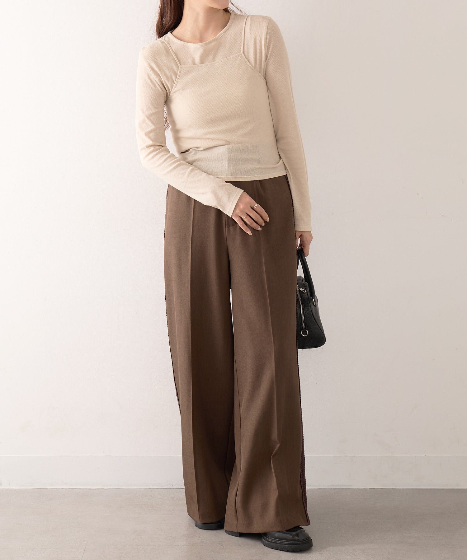 ヘルスニット Healthknit Camisole & L/S Tee Set HR26S-L304 （ライトベージュ） ライトベージュ