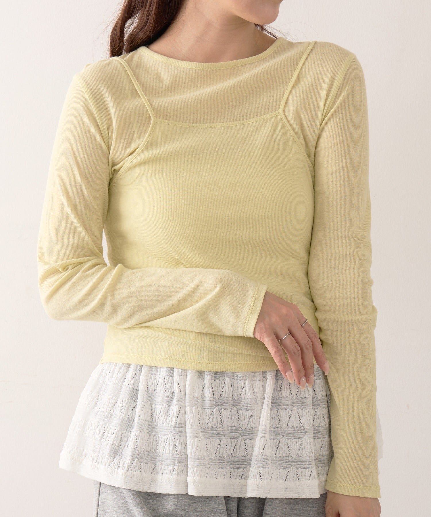 ヘルスニット Healthknit Camisole & L/S Tee Set HR26S-L304 （ライム） ライム