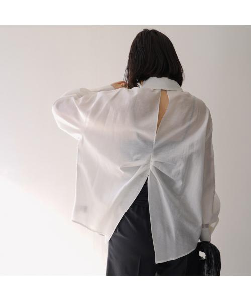 null null HERENCIA 長袖シャツ Back-opening tuck shirt H425140 シアー （1/ホワイト） 1/ホワイト