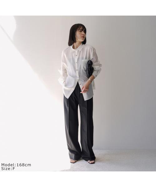 null null HERENCIA 長袖シャツ Back-opening tuck shirt H425140 シアー （1/ホワイト） 1/ホワイト