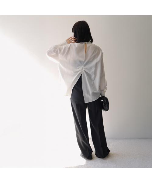 null null HERENCIA 長袖シャツ Back-opening tuck shirt H425140 シアー （1/ホワイト） 1/ホワイト