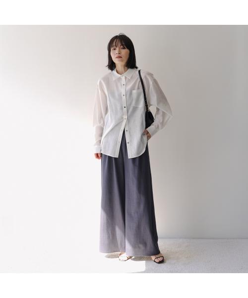 null null HERENCIA 長袖シャツ Back-opening tuck shirt H425140 シアー （1/ホワイト） 1/ホワイト