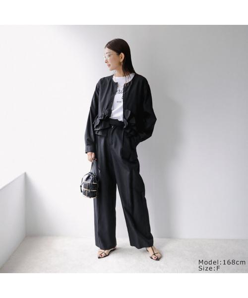 null null HERENCIA ブラウス Ruffle Short Blouse H425302 フリル （3/ブラック） 3/ブラック