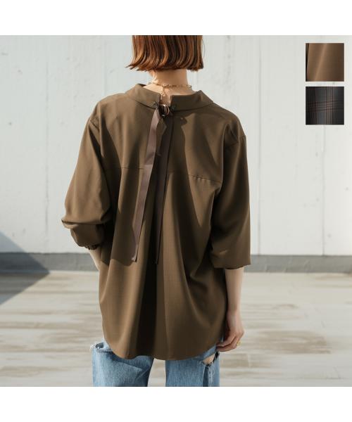 null null HERENCIA ブラウス Back Grosgrain Twill Blouse H425313 （1/ブラウン） 1/ブラウン