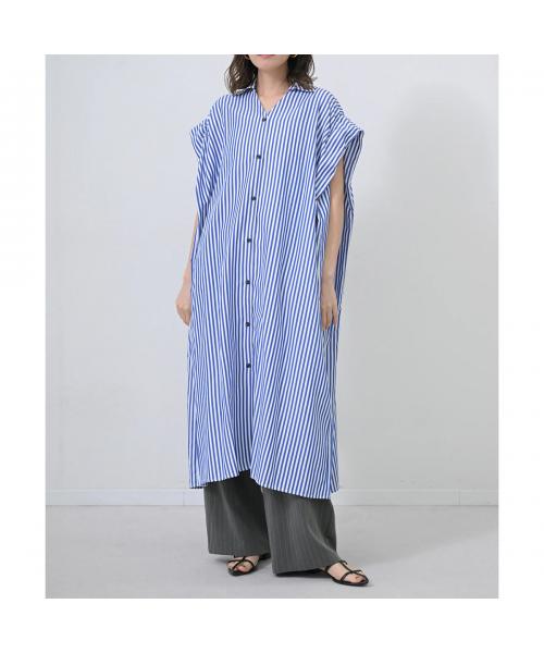 ヘレンチア HERENCIA HERENCIA ワンピース Back-Ribbon Striped Shirt Dress H326114 （1/ブルー×ホワイト） 1/ブルー×ホワイト