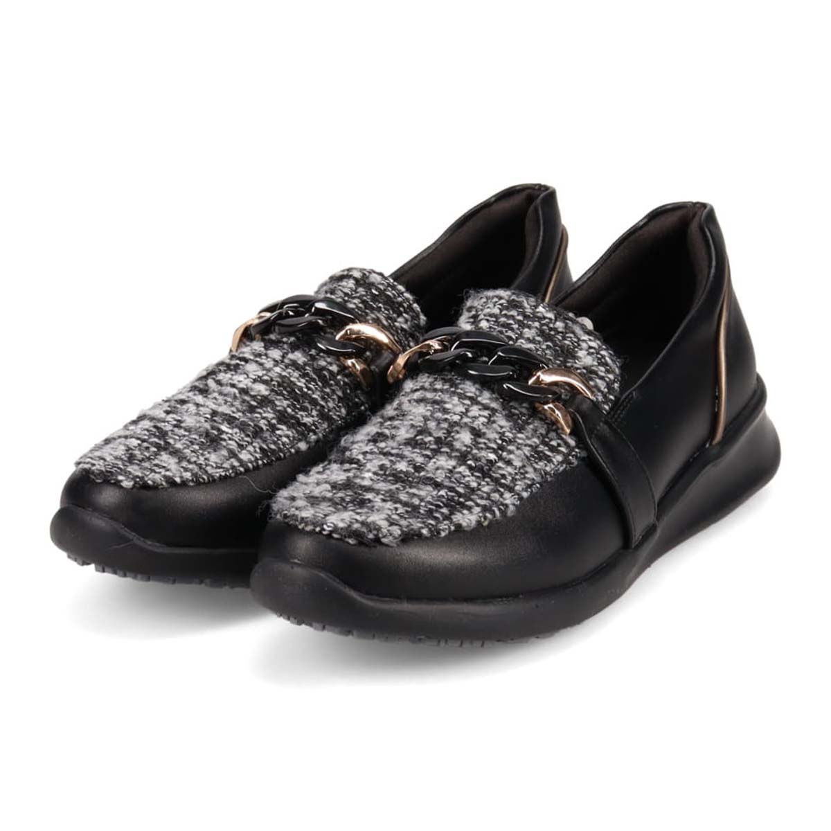 ヒロココシノオム HIROKO KOSHINO HOMME HIROKO KOSHINO FEMME グラスファイバー入り寒冷地用ソールの上品なローファー HRL2022 （ブラックコンビ） ブラックコンビ