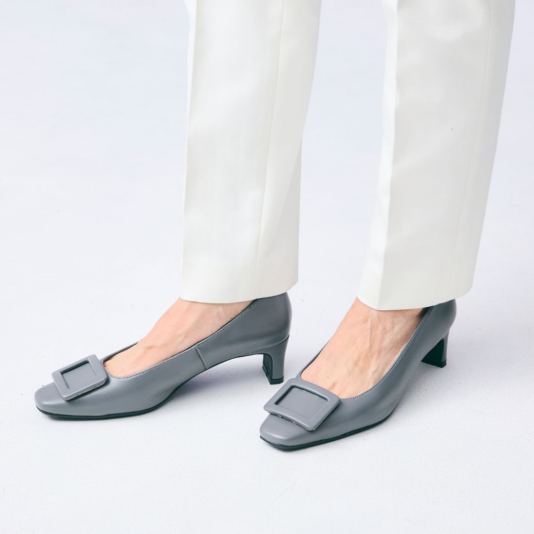 HIPS Square Toe Buckle Pumps