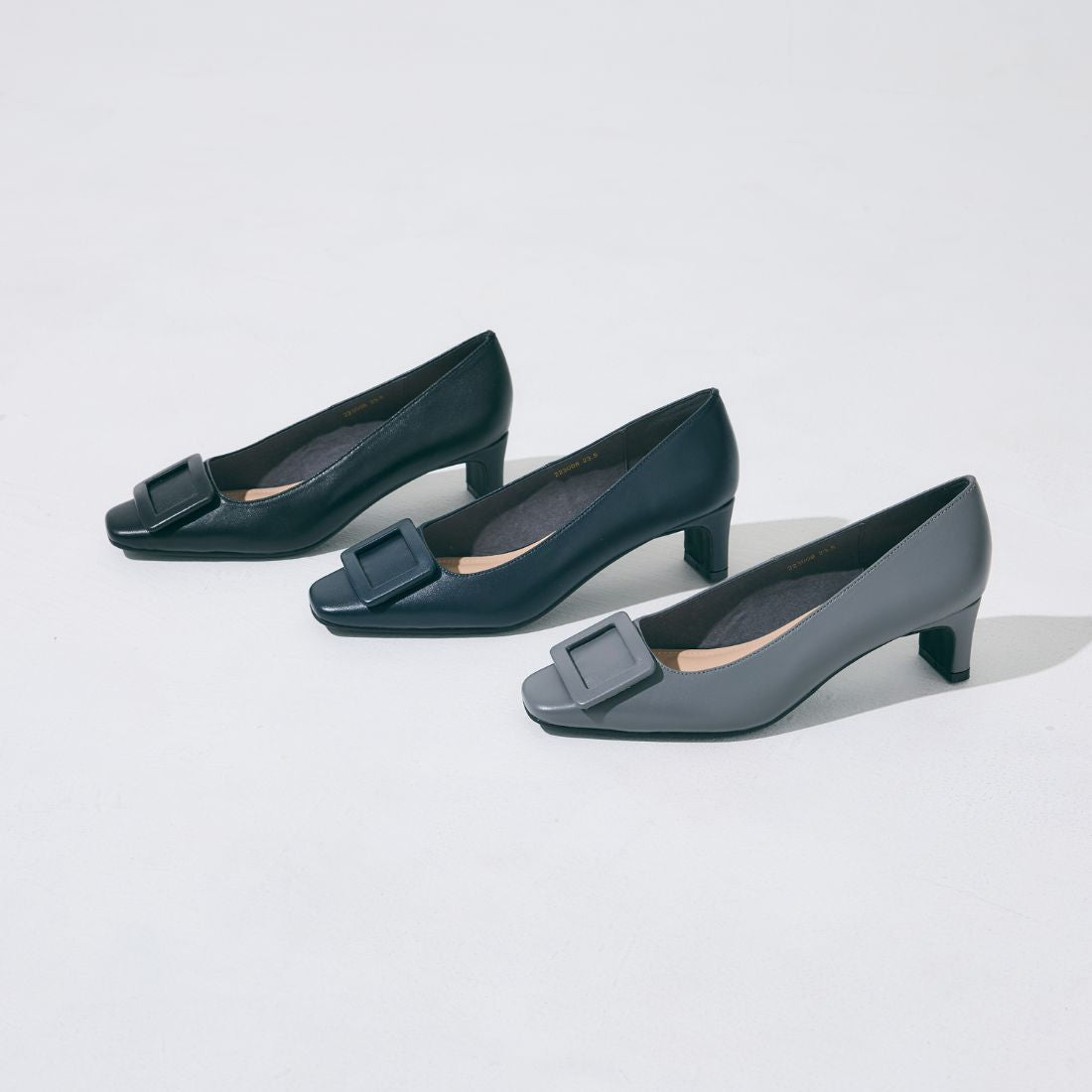 HIPS Square Toe Buckle Pumps