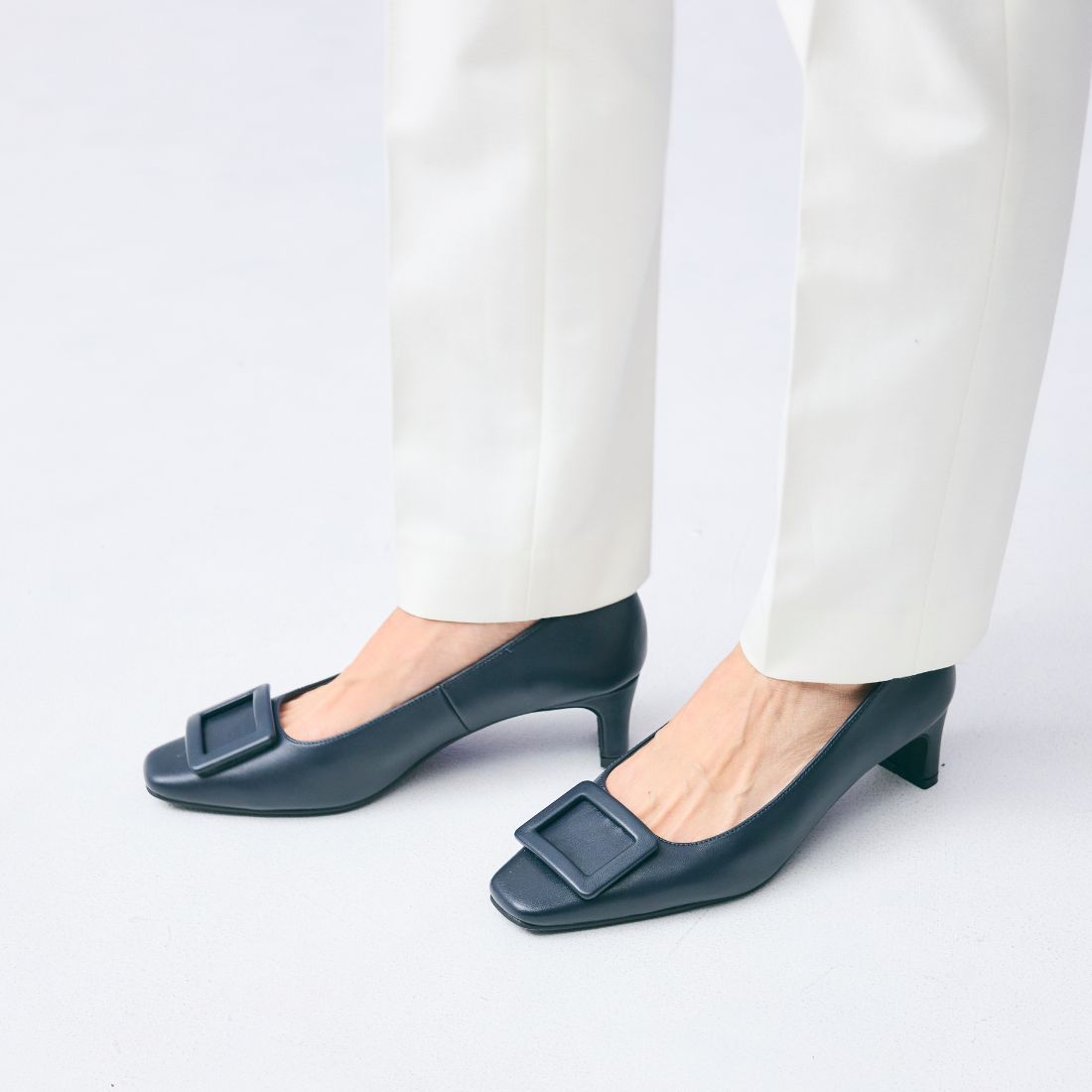 HIPS Square Toe Buckle Pumps