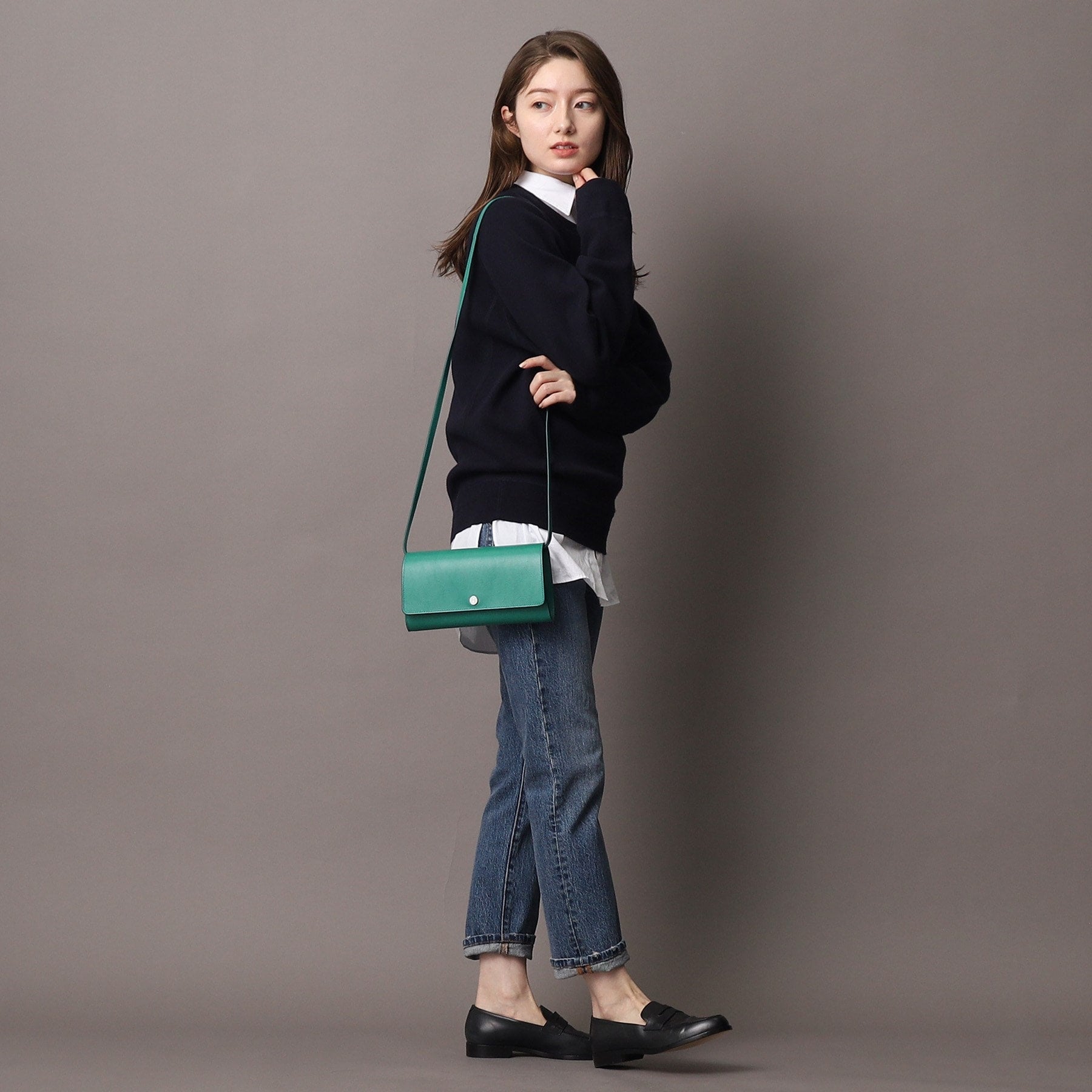 ヒロフ HIROFU 【アクセサリー】クラッチバッグ ウォレットショルダーバッグ  レザー 2WAY 本革
