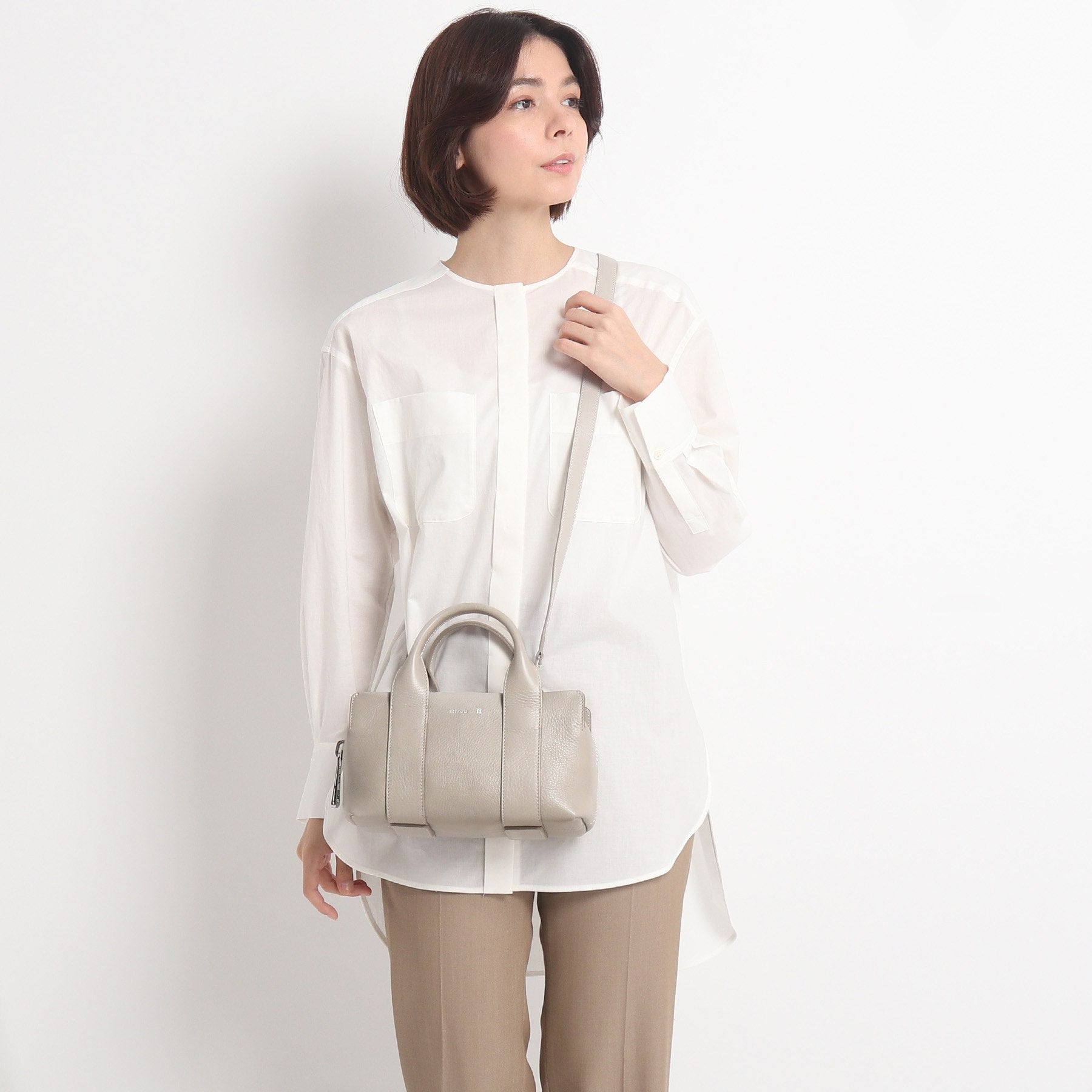 ヒロフ HIROFU 【ランポ】レザーハンドバッグ S 2WAY 本革 ミニバッグ