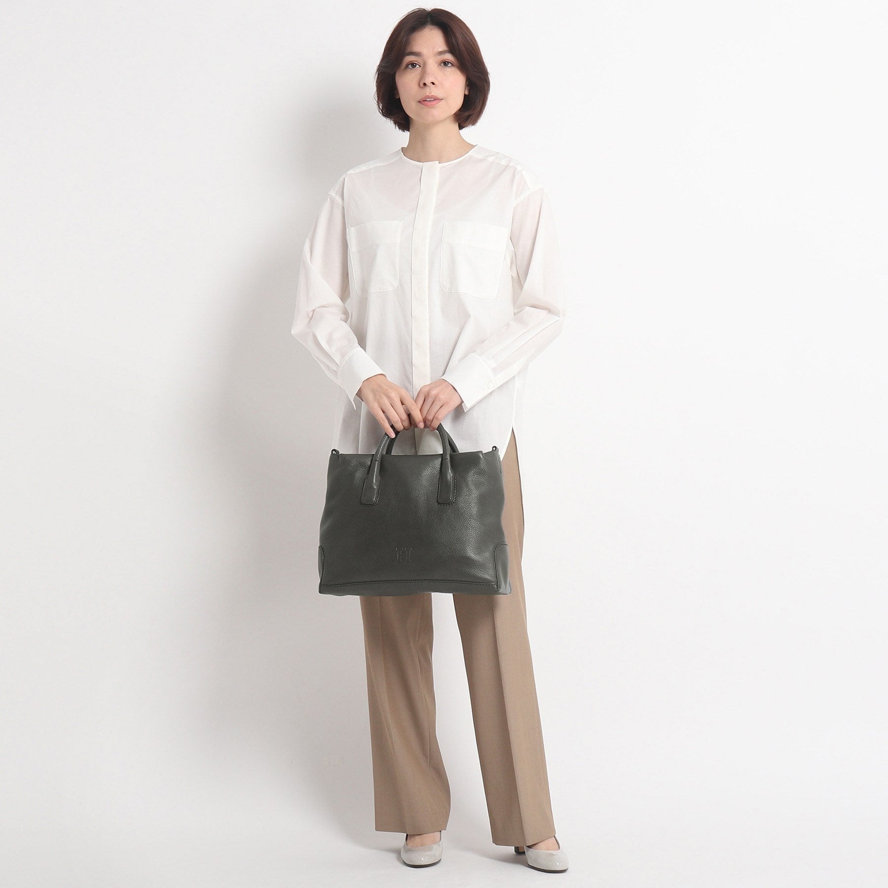 ヒロフ HIROFU 【デュオ】レザーハンドバッグ L 2way 本革 A4サイズ ビジネスバッグ