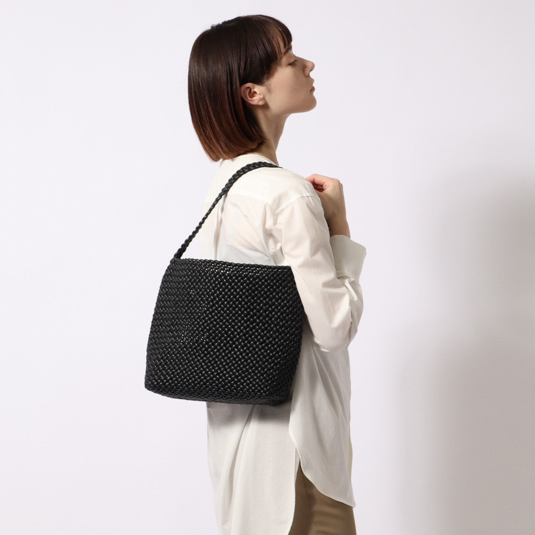 ヒロフ HIROFU 【ブレッツァナッパレース】レザーメッシュショルダーバッグ S 本革 (フレンチブルー) フレンチブルー(493)