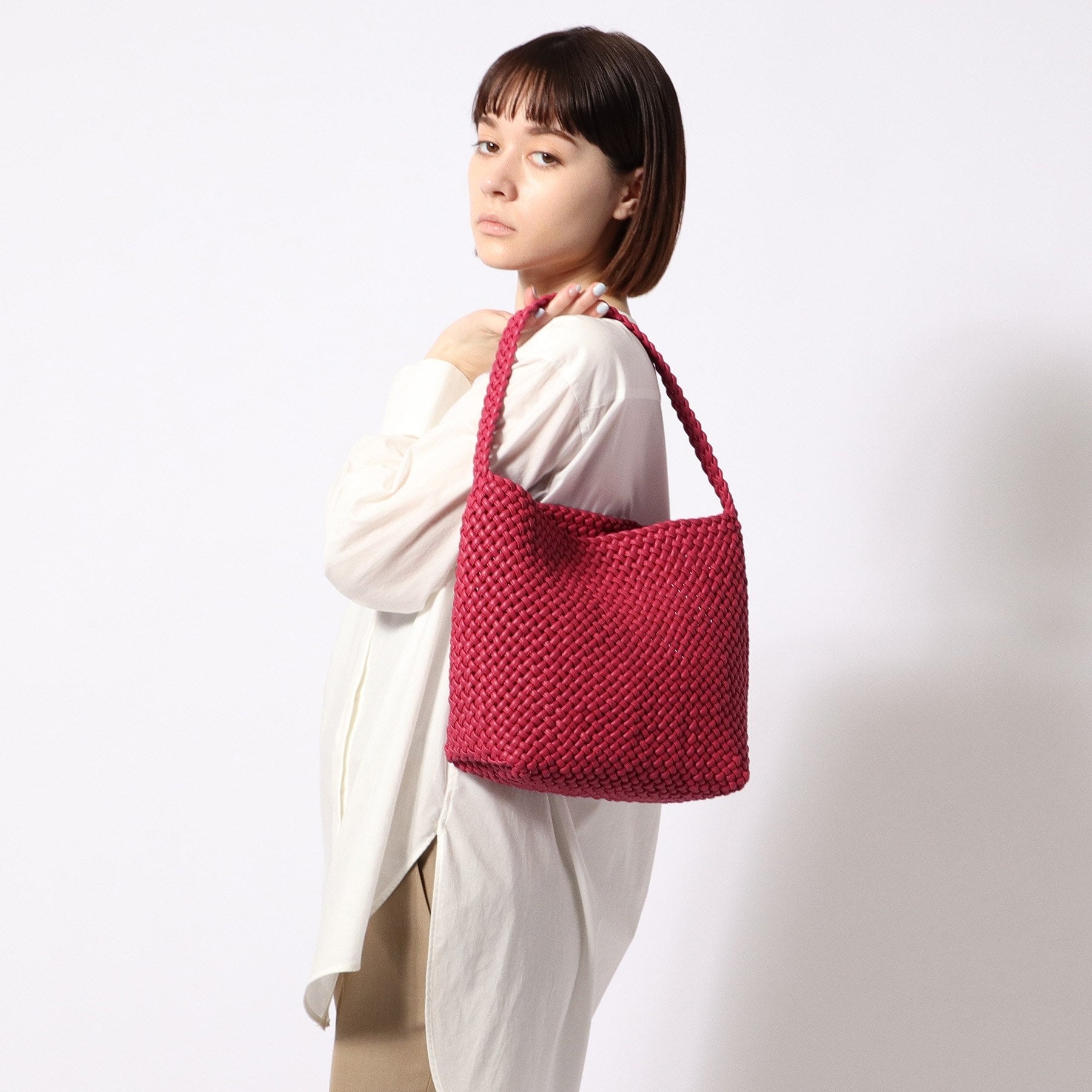 ヒロフ HIROFU 【ブレッツァナッパレース】レザーメッシュショルダーバッグ S 本革 (フレンチブルー) フレンチブルー(493)