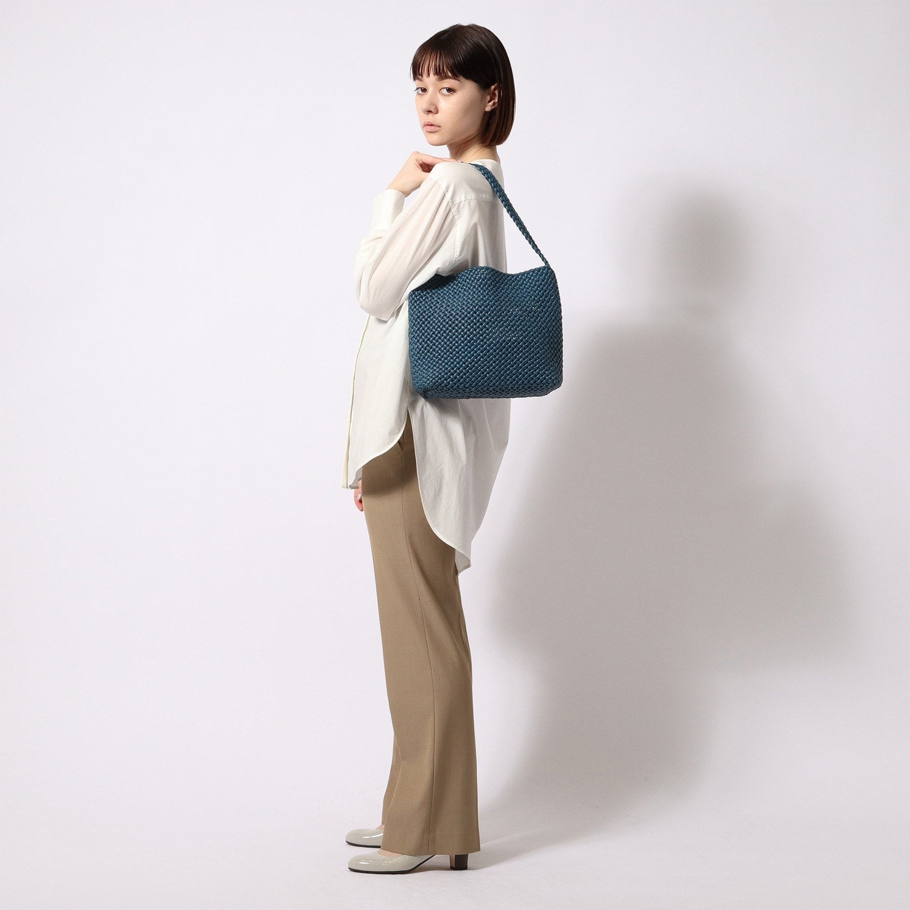 ヒロフ HIROFU 【ブレッツァナッパレース】レザーメッシュショルダーバッグ S 本革 (フレンチブルー) フレンチブルー(493)