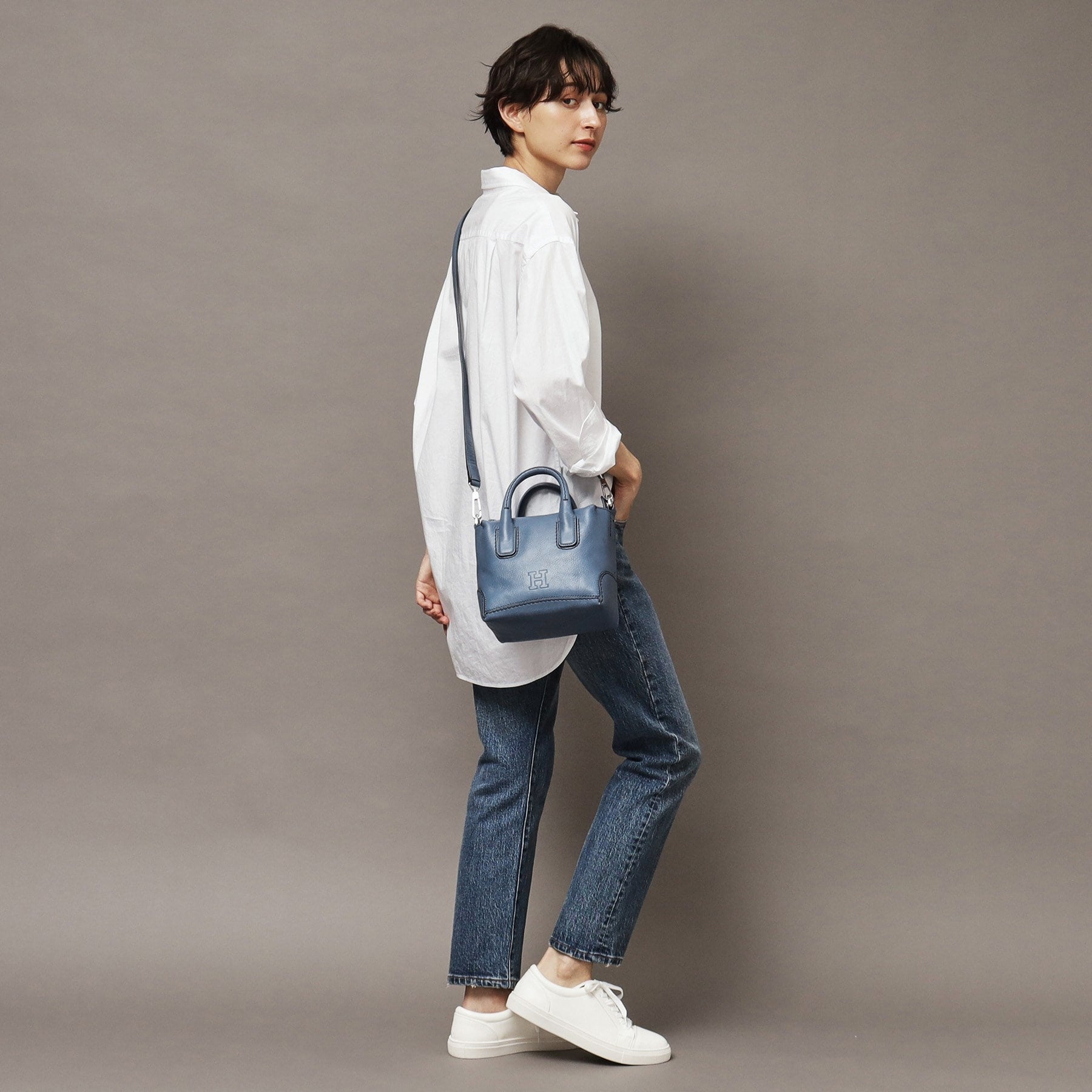 ヒロフ HIROFU 【デュオ】レザーハンドバッグ S 2WAY 本革 ミニバッグ