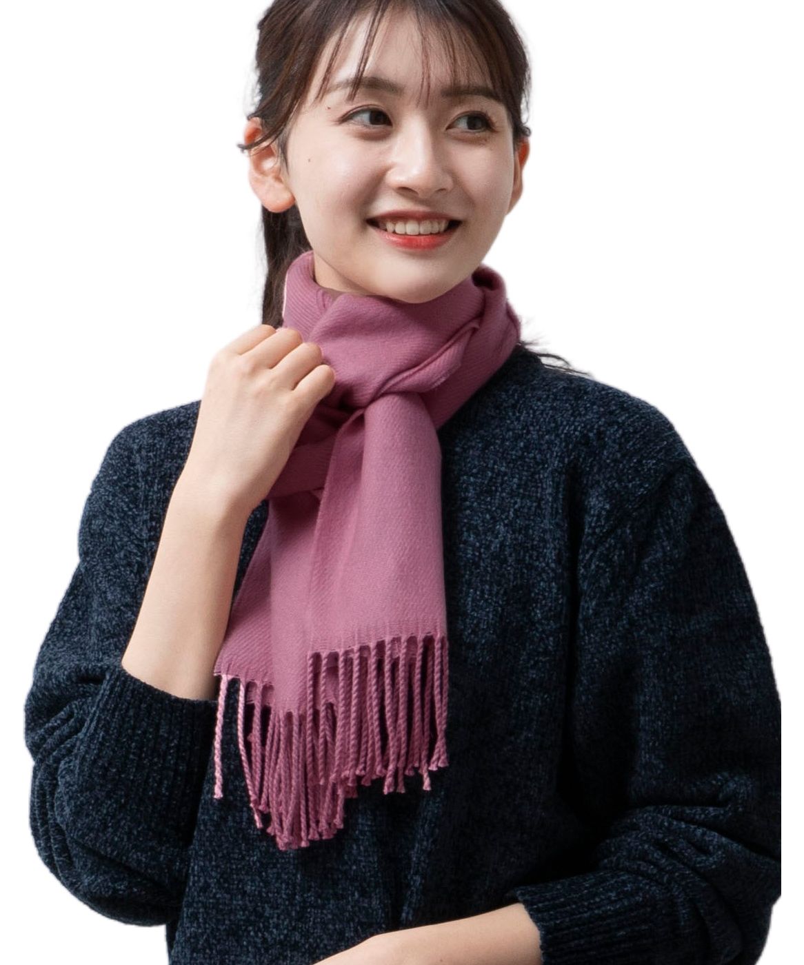 ジェネレス GENELESS マフラー メンズ レディース ストライプ ストール 国産 暖かい ニット 日本製 防寒 通勤 通学 （04.無地ピンク） 04.無地ピンク