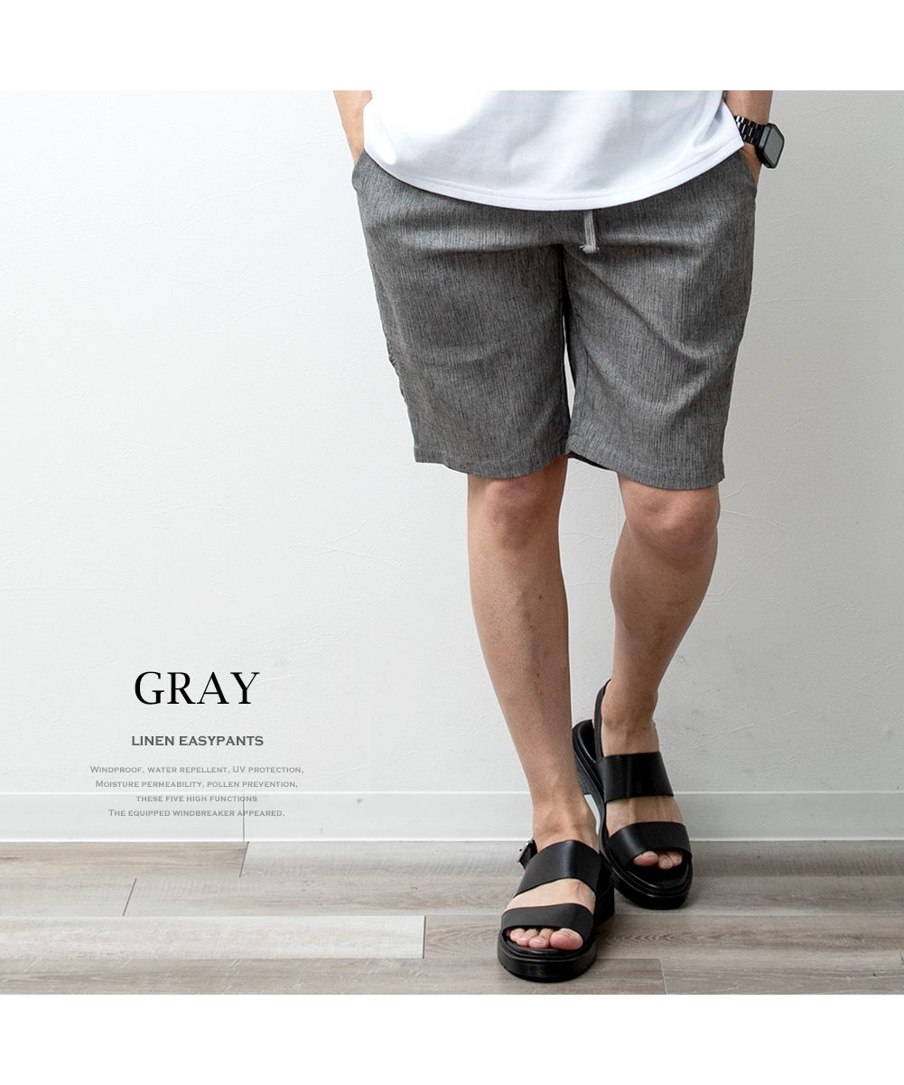 ジェネレス GENELESS ハーフパンツ メンズ 膝上 麻 コットンリネン 夏服 春夏 短パン ショートパンツ 涼しい ネイビー アメカジ カーキ イージーパンツ ショーパン 麻パン （グレー） グレー