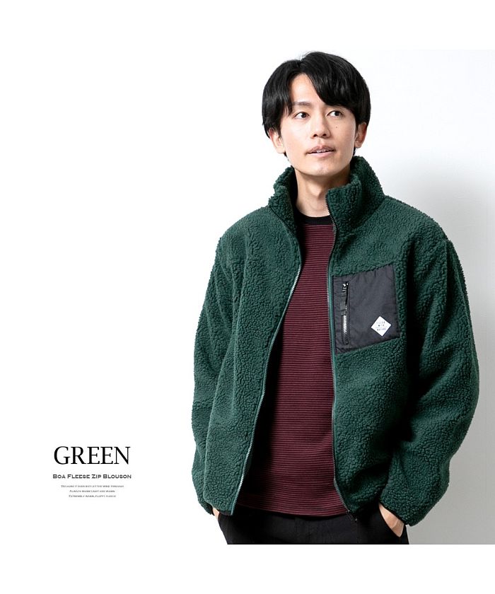 ジェネレス GENELESS ボアジャケット メンズ 秋 冬 ジャケット ボア ブルゾン アウター 暖かい スタンドカラー 立ち襟