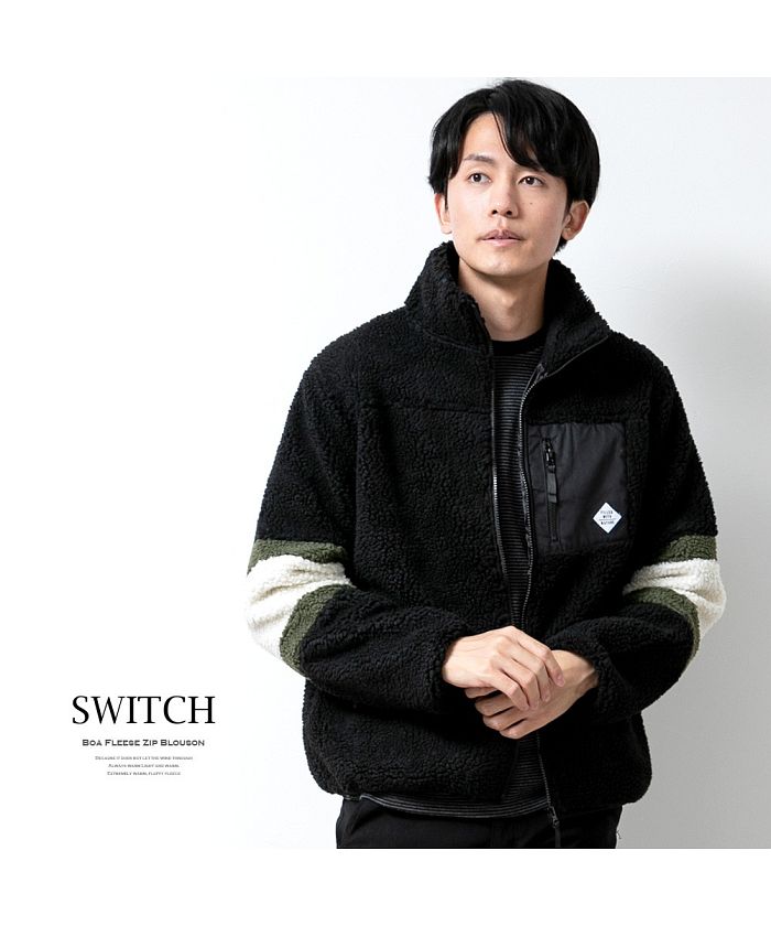 ジェネレス GENELESS ボアジャケット メンズ 秋 冬 ジャケット ボア ブルゾン アウター 暖かい スタンドカラー 立ち襟