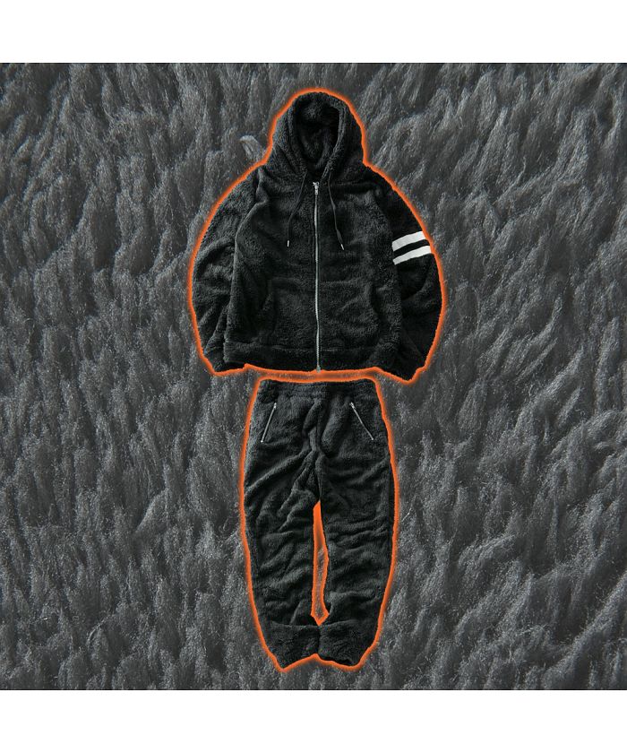 ジェネレス GENELESS ボア セットアップ メンズ 大きいサイズ 秋服 パーカー アウター パンツ ボトムス 上下セット ルームウェア