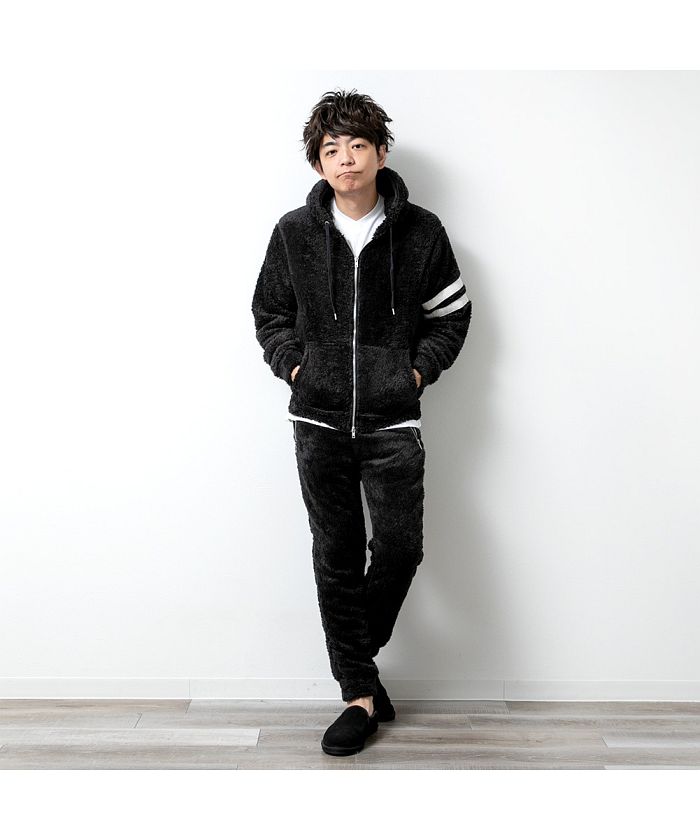 ジェネレス GENELESS ボア セットアップ メンズ 大きいサイズ 秋服 パーカー アウター パンツ ボトムス 上下セット ルームウェア