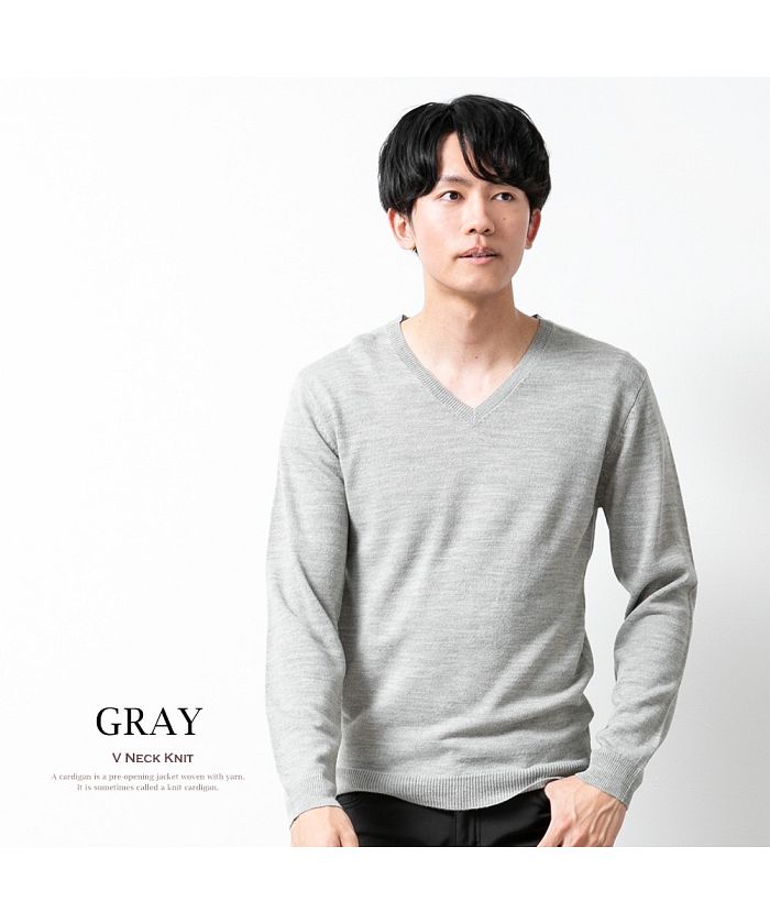 ジェネレス GENELESS ニット メンズ カシミヤタッチ トップス インナー セーター 長袖 秋 冬 Vネック タートルネック