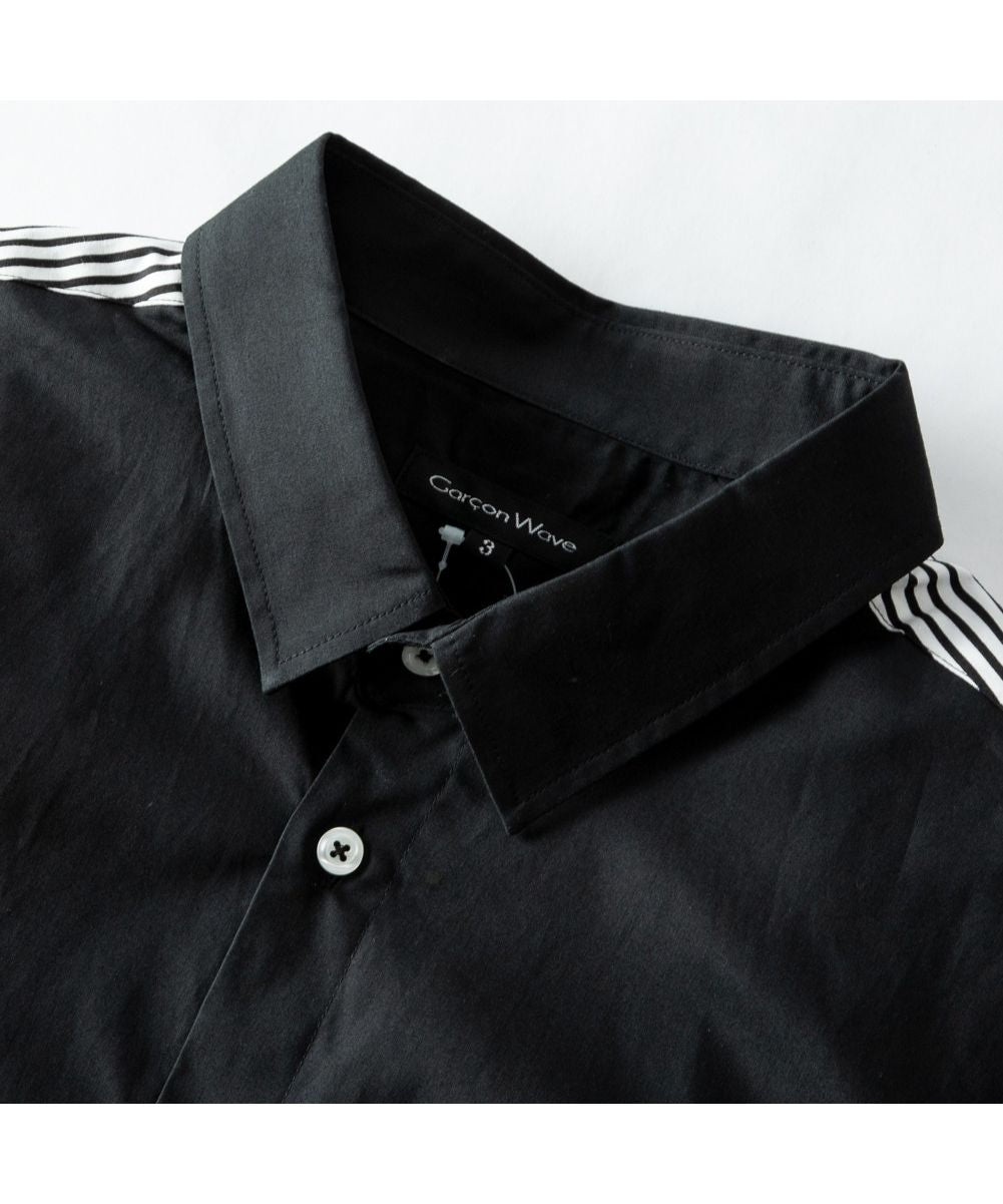 ジェネレス GENELESS シャツ メンズ 長袖 切替 ストライプ 長袖シャツ 国産 ブラウス ワイシャツ ボーダー メンズシャツ （A.ホワイト） A.ホワイト