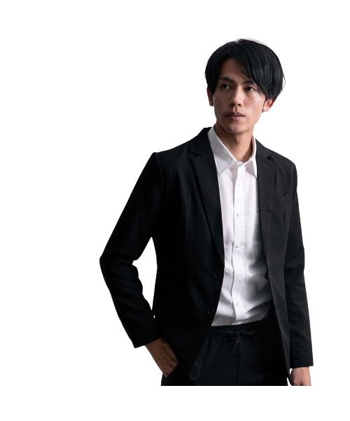 ジェネレス GENELESS テーラードジャケット メンズ ストレッチ テーラード ジャケット ブレザー シンプル ブルゾン カジュアル （ブラック） ブラック
